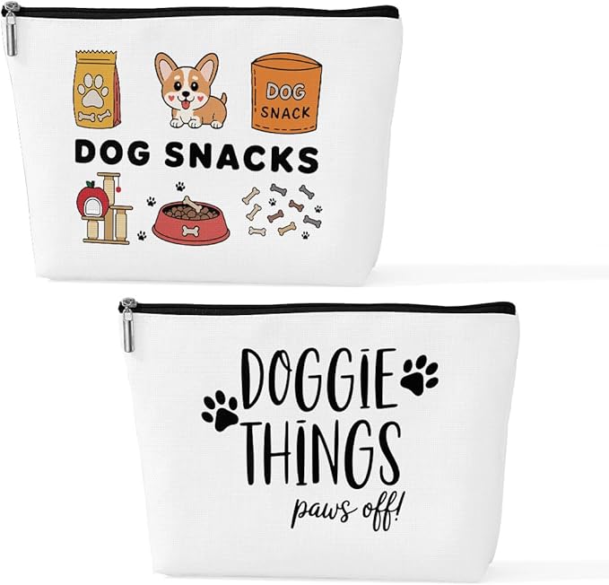 2 Pcs Cute Dog Makeup Bag, Large Capacity Travel Makeup Case Cosmetic Bags for Women, Portable Pouch Purse Travel Essentials Toiletries Accessories, Christmas Birthday Gifts for Women