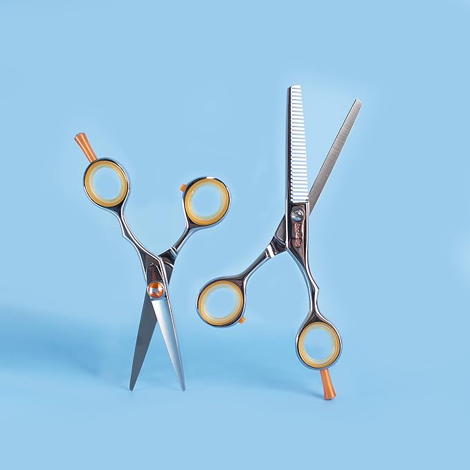 Cricket Centrix Roc-It Dog Professional Stylist 5.75” Hair Cutting Shear and 30T Thinning Scissor Duo Set