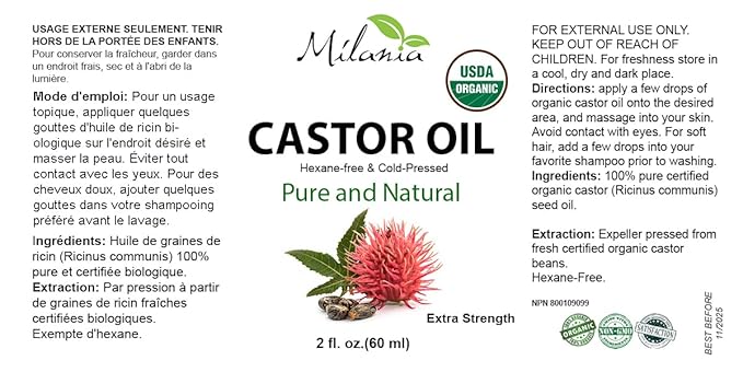 Premium Organic Castor Oil (2 fl. oz.) - Pure Cold-Pressed Beauty & Skincare Serum - Eyelash & Eyebrow Hair Growth Enhancer