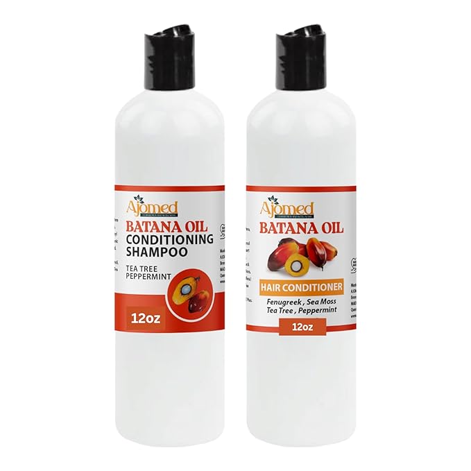Batana oil & Sea Moss Hair shampoo and Conditioner Set- Handmade organic shampoo with castor oil, Aloe Vera, Fenugreek, rosemary, tea tree-Vegan - natural, non toxic, paraben, Sulfate-Free shampoo