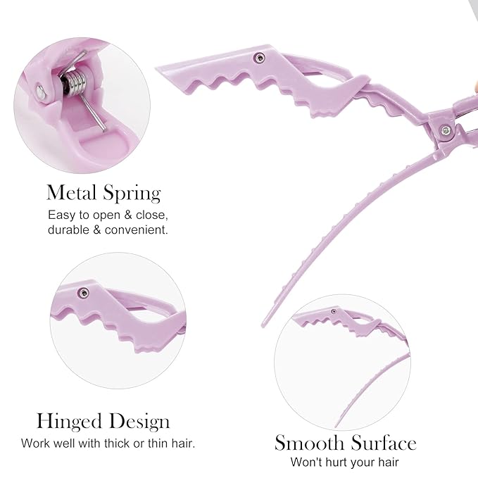 Ondder 24 Pack Alligator Hair Clips for Women and Girls - Styling, Sectioning, and Cutting Hair - Light Purple