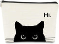 Cute Cat Makeup Bag, Kitty Cosmetic Zipper Travel Toiletry Bag, Black Cat Gifts for Women & Teen Girls
