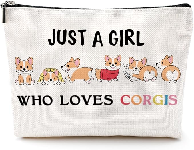 Secret Santa Gifts, Corgi Gifts Funny Corgi Makeup Bag Funny Cosmetic Bag Toiletry Bag Zipper Pouch for Women Girls Female Sister Daughter Friend Birthday Graduation Friendship