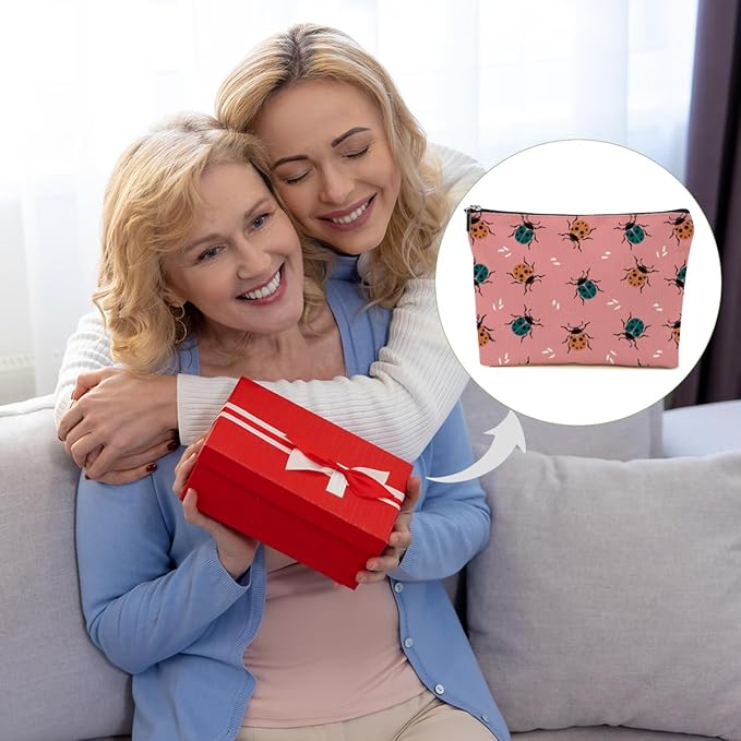 Ladybug Makeup Bag Ladybug Lovers Gifts Cosmetic Bag Insect Themed Gifts for Women Girls Friend Daughter Entomologist Gift Travel Organizer Zipper Pouch Graduation Birthday Friendship Gifts