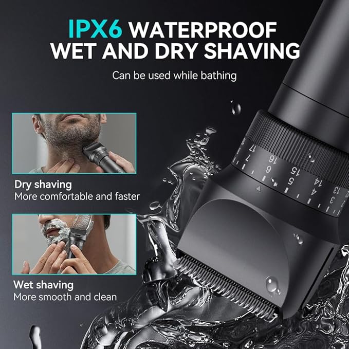 Beard Trimmer for Men - Professional 42 Adjustable Length Settings Hair Clippers, Body Hair Trimmer for Men Precision Shaving Facial Head Nose Trimmers LED Display IPX6 Waterproof Mustache Trimmers