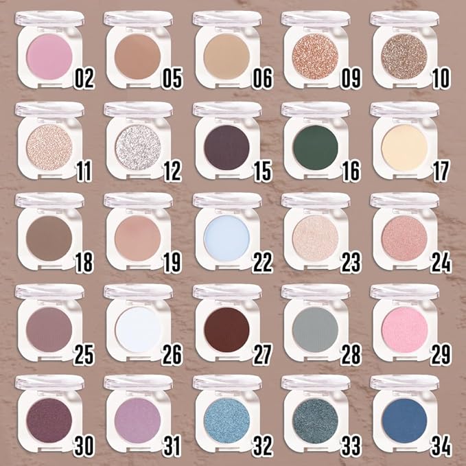 Light Cocoa Matte Single Eyeshadow, Lightweight Blendable Mini Eye Shadow for Older Women, Monochrome Eyeshadow Palette Makeup Pigmented Waterproof, Vegan & Cruelty-Free, 18