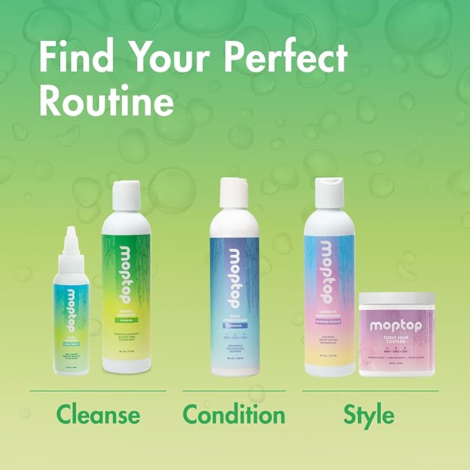 MopTop Gentle Shampoo – Every Day Curly Hair Sulfate Free Shampoo, Improves Moisture & Reduces Frizz, Paraben Free Natural Hair Products for Straight, Wavy, Curly, Coily Texture (Bamboo, 8oz)