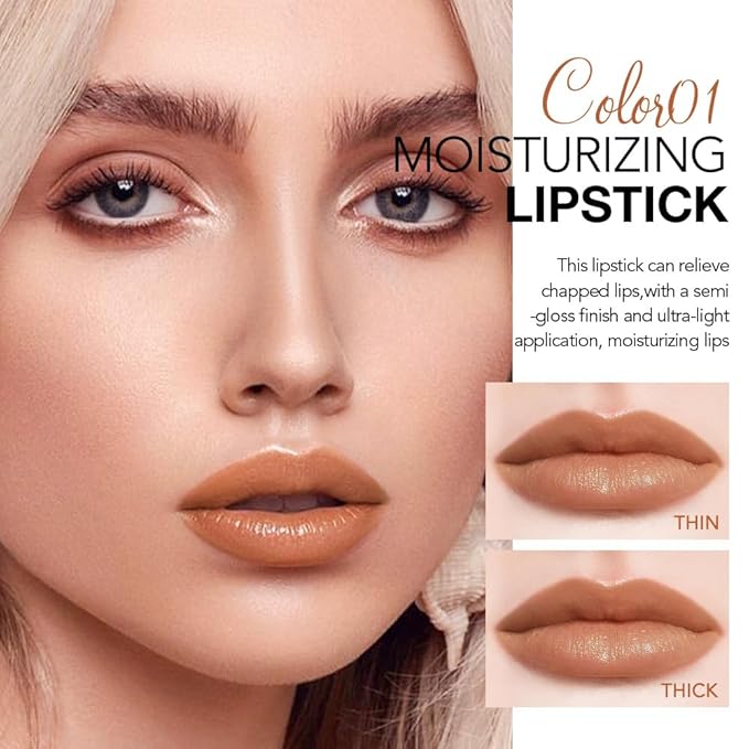2Pcs Tinted Lip Balm Moisturizing Lipstick – Waterproof Hydrating Matte Lip Balm for Women, Creamy Natural Color Stain for Dry Lips, Soft Matte Finish (1# Warm Orange Nude Brown & 4# Mauve)