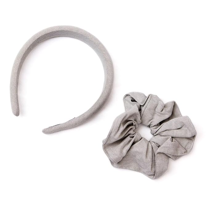 Headband and Scrunchie Set for Women 2Pack Hair Ties for Girls Elastics Bands Ponytail Holder Hair Accessories Beige