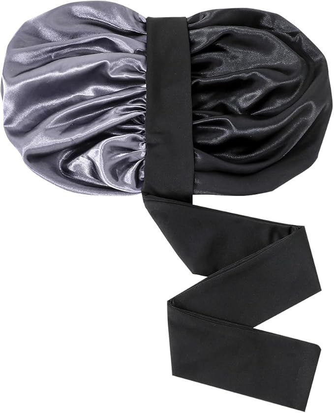 GDTOGRT Satin Silk Bonnet for Sleeping Women - Double Layer Sleep Hair Bonnets Caps for Curly Braid Hair with Tie Band