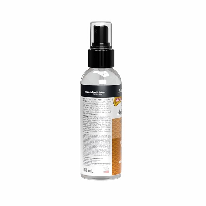 Aunt Jackie's Braid + Twist Collection Scent-Sational Hair Perfume & Deodorizer – Neutralize Odors and Refresh Hair with Witch Hazel, Biotin, and Honey – 4 fl oz