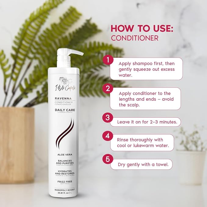I Belli Capelli Hidrate Aloe Vera Conditioner for Hair – Lightweight Daily Moisture for Soft, Frizz-Free Hair – Strengthens, Adds Shine & Smooths –Color-Safe, For All Hair Types (1L/33.8 FlOz)