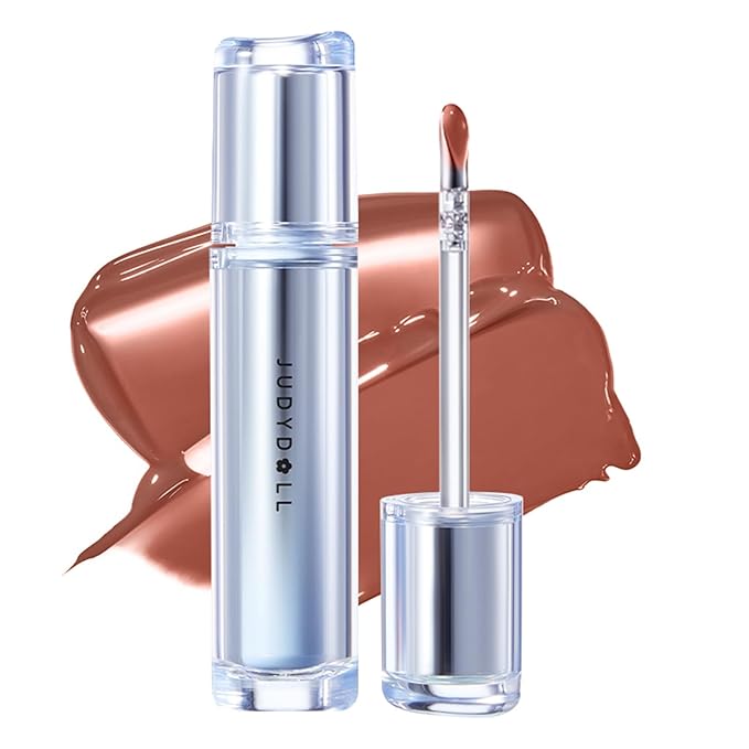 JUDYDOLL Ice Watery Lip Gloss- Long Lasting & Transfer-Proof, Infused with 86% Essence with Ice Iron Applicator, Non-Sticky Glossy Finish for Daily Wear, Mirror Lip Glazes, Moisturizing Plumping Gloss
