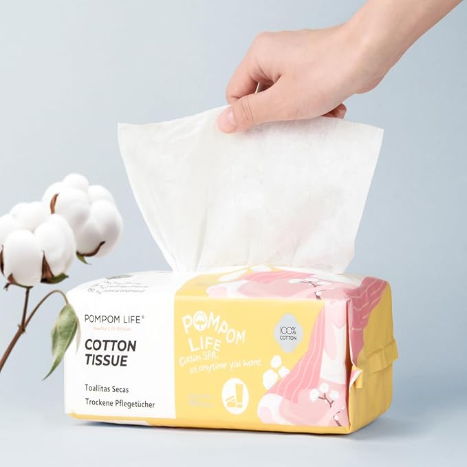 Disposable Face Towel 100 Cont,7.9"X7.9"Clean Face Towelettes for Washing Face, 100% Cotton Soft Dry Wipe, Biodegradable Face Towels & Facial Tissuel Travel Size for Cleaning,Makeup Removal