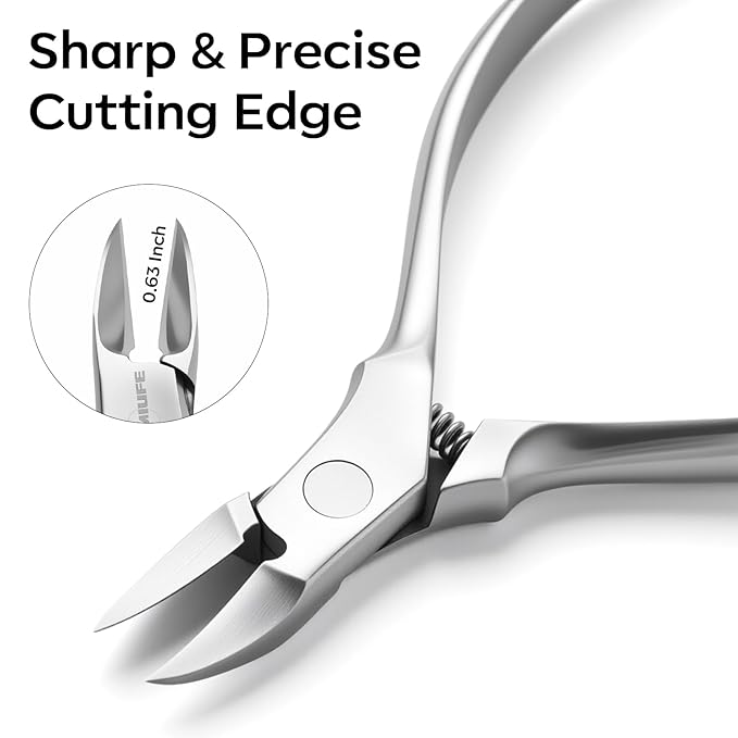 FAMILIFE Cuticle Nippers Scissors – Professional Stainless Steel Cuticle Trimmer for Thick Nails, Ingrown Toenails & Seniors, Sharp Durable Blades with Ergonomic Handle for Salon & Home Use