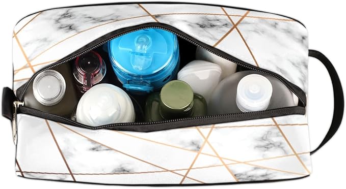 Marble Texture Abstract Travel Toiletry Bag for Women Men Lightweight Cosmetic Makeup Bag Organizer Waterproof Shaving Bag Dopp Kit with Large Capacity for Toiletries and Shaving Accessories