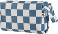 Tiny Twinkle Waterproof Travel Toiletry & Makeup Bag Organizer | Large Capacity Cosmetic Case with Compartments & Handle, A Thoughtful Travel Companion for Women（Blue Checkers
