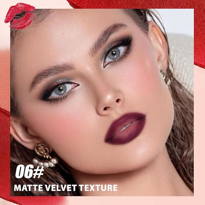 Matte Lip Lipstick Crayon Lip Liner Thick Pencil, High-Pigment Outline lips, Non-sticky Matte Velvet Texture, Waterproof & Smudge-Proof Longwear Pigmented, Fit for all tones 06#