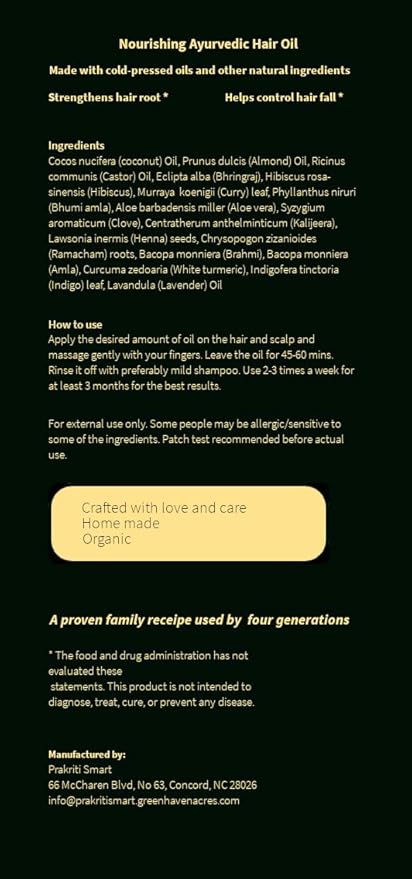 Pakriti Hair Oil - Kerala Ayurvedic hair oil with natural herbs