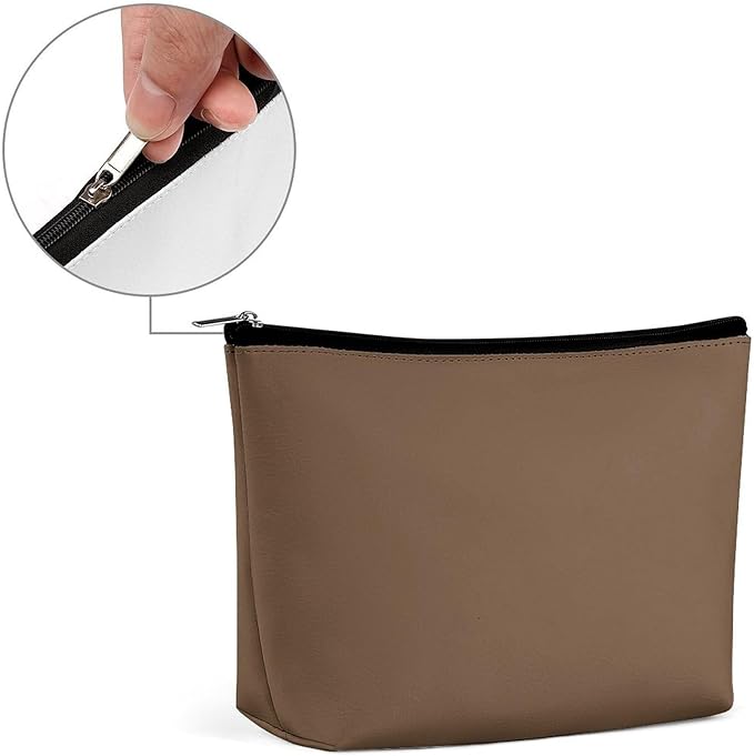 Personality Fashion Zipper Cosmetic Case, Portable Makeup Case, Toiletry Bag, Brown Travel Cosmetic Toiletry Bag
