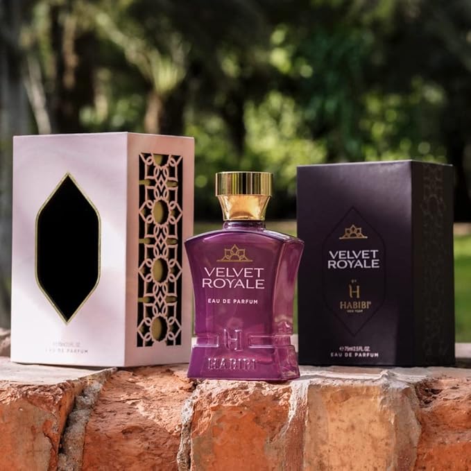 H HABIBI Velvet Royale Arabian Perfume for Women – 2.5 oz (75ML) Long Lasting Women's Fragrance, Fruity Floral Scent with Plum, Violet, Vanilla & Oud Notes