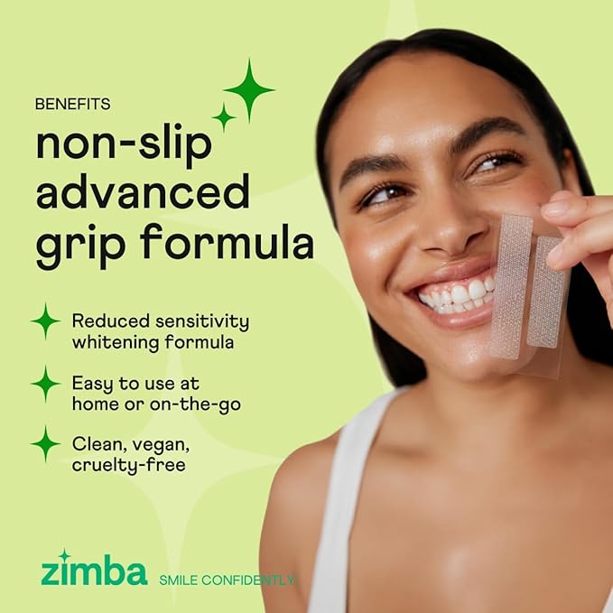 Zimba Teeth Whitening Strips for Teeth Sensitive, White Strips for Teeth Whitening, Teeth Whitener Stain Remover 28 White Strips Included Per Pack, 2 Pack (14 Day Treatment), Mint and Spearmint