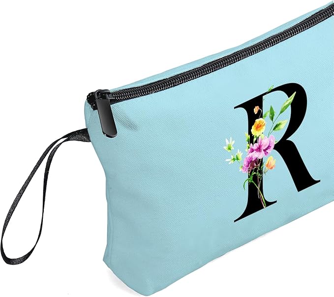 Women Birthday Maid of Honor Monogrammed Gifts for Bride Bridesmaid Sister Friend Her Teacher Makeup Cosmetic Bag with Mirror Mothers Day Christmas Graduation R