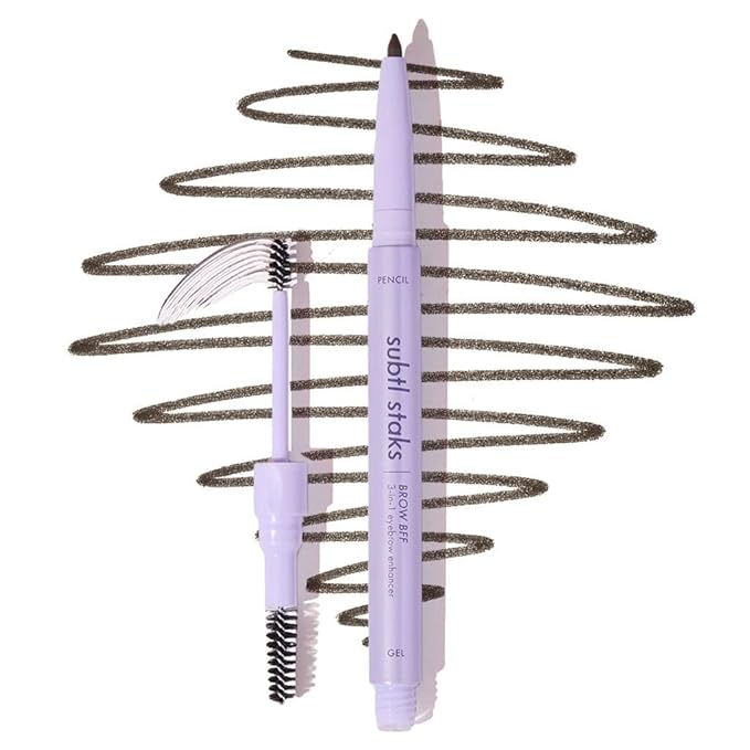 3-in-1 Brow Pencil - Vegan, Smudge-Proof, with Spoolie Brush and Clear Gel - Best Eyebrow Pencil for Fluffing, Filling, and Setting Brows, Black