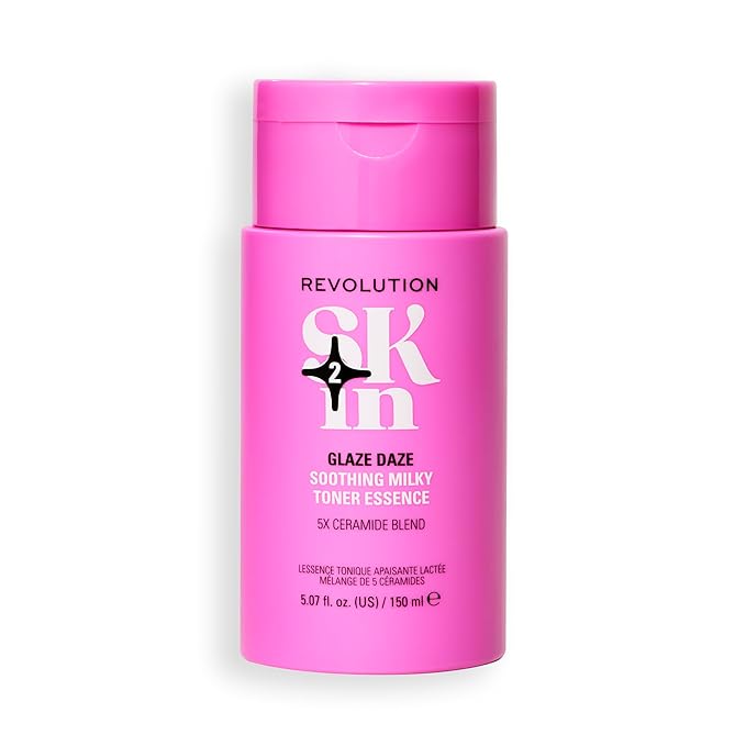 Revolution Skin, Glaze Daze Ceramide Soothing Milky Toner Essence, Facial Toner with Ceremides, Soothes & Calms Skin, Vegan & Cruelty-Free, 11.69 fl oz