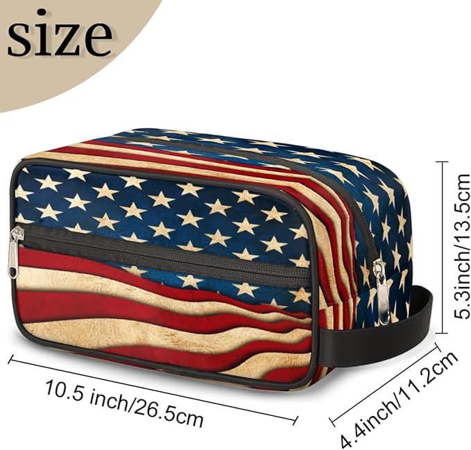 4Th Of July Usa Flag Travel Toiletry Bag for Women Men Lightweight Cosmetic Makeup Bag Organizer Waterproof Shaving Bag Dopp Kit with Large Capacity for Toiletries and Shaving Accessories