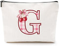 Initial Makeup Bag Monogram Cosmetic Bag Monogrammed Gifts for Women Girls Friends Coworker Niece Personalized Travel Toiletry Bag Christmas Bridal Shower Wedding Bridesmaid Gifts, Cherry G
