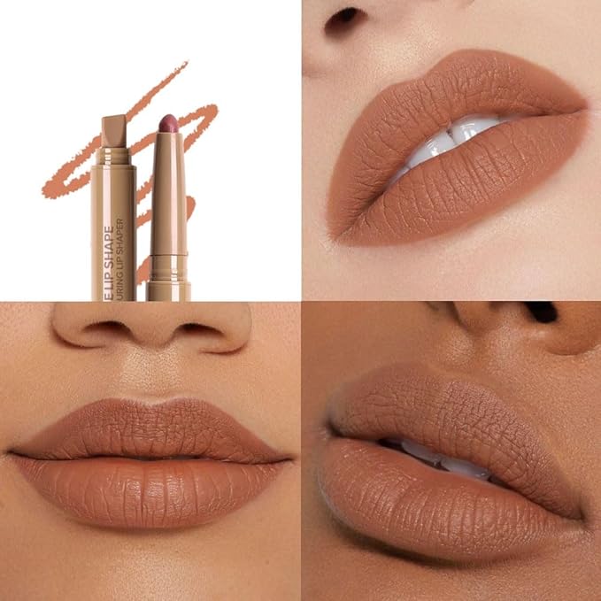 SUAKE Plump Matt Lipstick Lipliner Pencil Pack,Waterproof Crayon with Silicone Smudger for Define Contours & Sculpting Lip, Longwear Moisture Smooth Creamy Formula for Lip Makeup-03 Nude