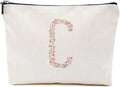 Initial Makeup Bag Floral C Personalized Cosmetic Bag Monogrammed Gifts for Women Girls Bride Sisters Monogram Zipper Pouch for Teacher Appreciation Mothers Day Birthday Wedding Bridal Shower Gifts
