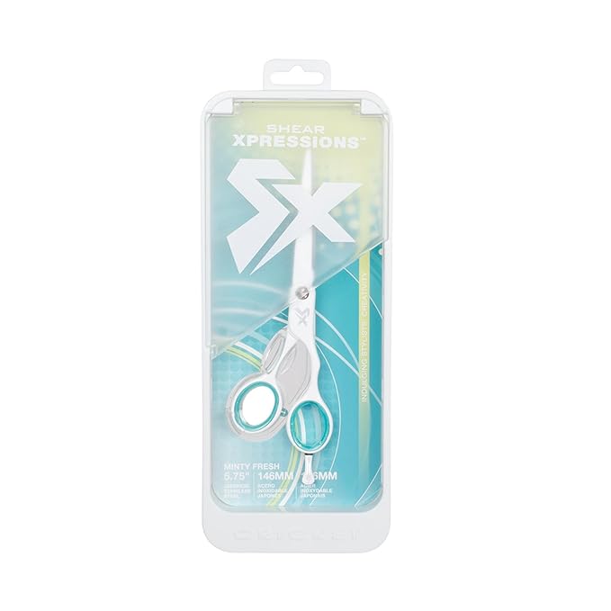 Cricket Shear Xpressions 5.75" Professional Hair Cutting Scissors - Barber Scissors, Japanese Stainless Steel, Comfort Silencer, Ideal for Stylists and Home Use, Minty Fresh