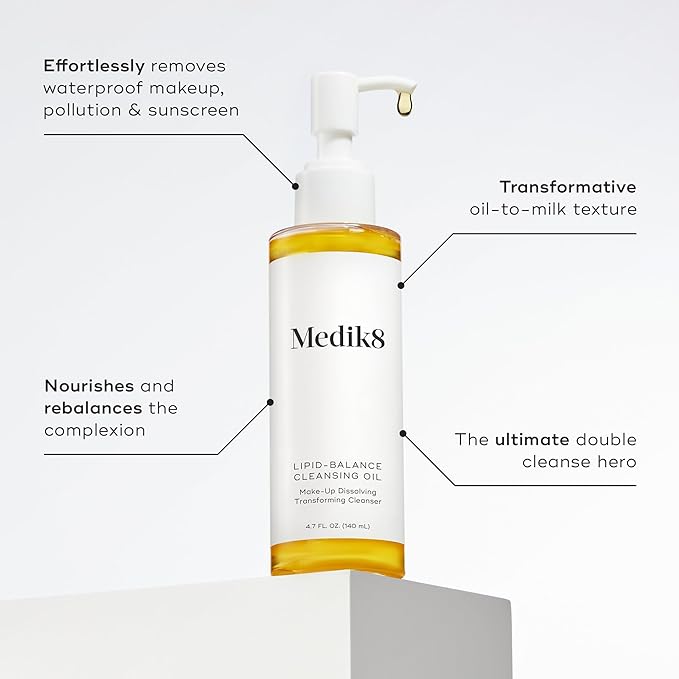 Medik8 Lipid-Balance Cleansing Oil - Transforming Facial Cleanser - Face Cleanser for Radiant Complexion - Face Wash for Women and Men - 4.7 oz