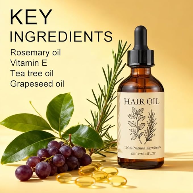 Organic Hair Growth Oil with Herbal Infusion, Natural Scalp Treatment for Thinning Hair & Edges, Nourishing Botanical Oil for Dry Scalp, All Hair Types (01)