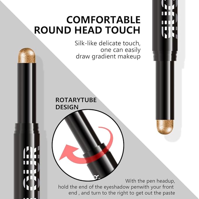 Gold Shimmer Cream Eye Shadow Stick Makeup for Women, Gold Yellow Shimmer Matte Eye Shadow Brightener Stick for Eyes, Long-lasting Waterproof Eyeshadow Pencil Applicator Blendable for Eye Highlight 05