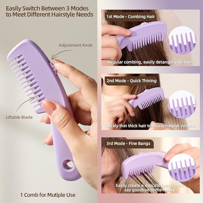 Hair Razor Comb, Hair Thining Trimmer, Homeuse Cutting and Styling Comb (White)