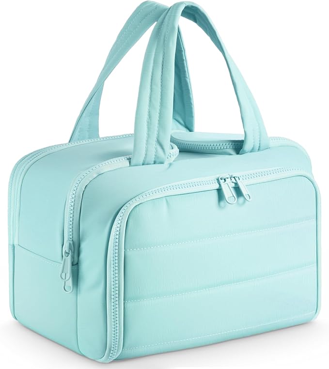 Travel Toiletry Bag:  Large Capacity, 4 Compartments, Wet/Dry Separation, Ultra-Soft Lightweight Fabric & Anti-Spill Design for Travel,Gym,Gift(11.8" L) (Sea Salt Blue)
