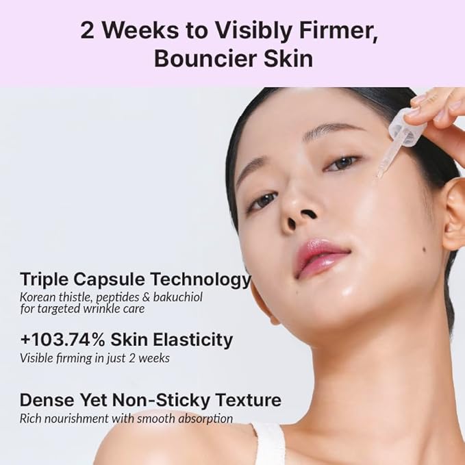 The Firm Ampoule, Anti-Aging Face Serum with Peptides, Bakuchiol & Korean Thistle, Firm & Lift, Wrinkle Care, Reduce Facial Puffiness, Vegan Korean Skincare (30ml / 1.01 fl. oz)