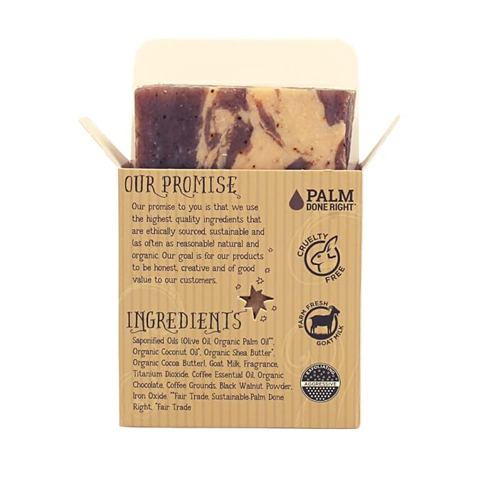 Natural Coffee Cream Bar Soap - Gentle Cleansing for Sensitive Skin, Earthy Scents - 3 Pack