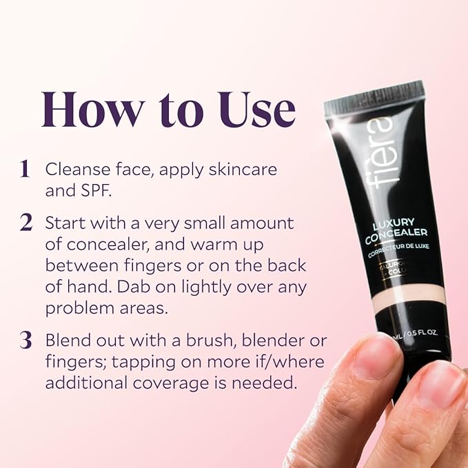 Fièra Luxury Concealer & Foundation with Anti-Aging Ingredients - Full Coverage for Dark Circles, Wrinkles, Fine Lines, and Spots, All-Day Wear For Mature Skin - Bisque, 0.5 FL. OZ. / 15 ML