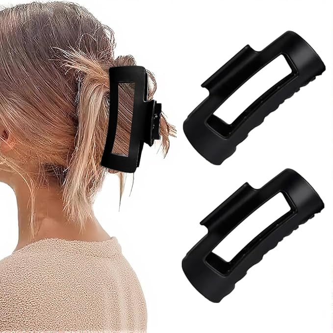 Silicone Hair Clips, Cloud Hair Pins for Women, 3.9 inch Soft Hair Claw Clip for Thick/Fine/Thin/Curly Hairstyle, Black 2 Pack