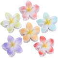 Flower Hair Clips 6 PCS Hawaiian Claw Clips for Vacation Hibiscus Hair Claw Clips Cute Large Hair Clips for Thick and Thin Hair Plumeria Hair Accessories for Women Girls -Light Petal