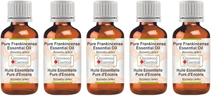 Greenwood Essential Pure Frankincense Essential Oil (Boswellia carterii) Steam Distilled (Pack of Five) 100ml X 5(16.9 oz)
