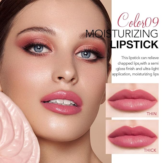 1Pcs Tinted Lip Balm Moisturizing Lipstick – Waterproof Hydrating Matte Lip Balm for Women, Creamy Natural Color Stain for Dry Lips,Soft Matte Finish with Subtle Scent (#09 Peach Pink)