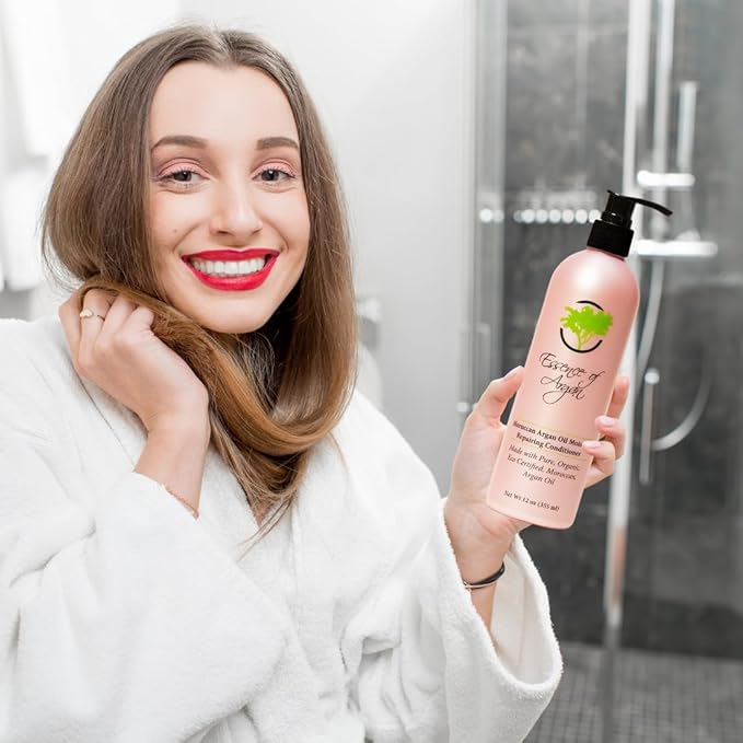 Essence Of Argan Renewing Hair Care Products Condtioner Infused with 100% Pure Moroccan Organic Argan Oil - Volumizes, Nourishes and Moisturizes Your Hair - All Hair Types