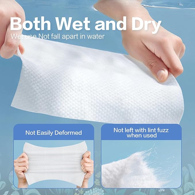 Disposable Face Towels, Cotton Makeup Remover Dry Wipes for Facial Cleansing, Facial Cloths Towelettes, Soft Face Towels for Skin Care, Facial Tissue for Travel 600 Count