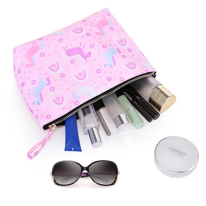 Large Makeup Bag for Women Zipper Pouch Travel Cosmetic Organizer Animal Print, Unicorn
