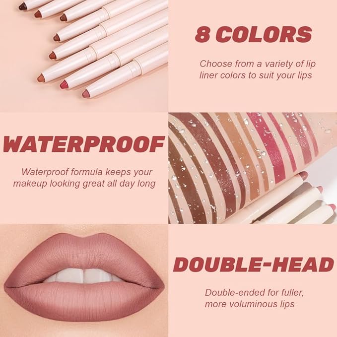 SUAKE Plump Matt Lipstick Lipliner Pencil Pack,Waterproof Crayon with Silicone Smudger for Define Contours & Sculpting Lip, Longwear Moisture Smooth Creamy Formula for Lip Makeup (01# Lift)